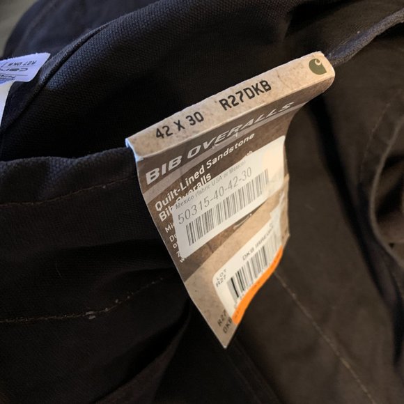 NWT Carhartt Men's Quilt Lined Bib Overall Brown 42x30 - Picture 4 of 4